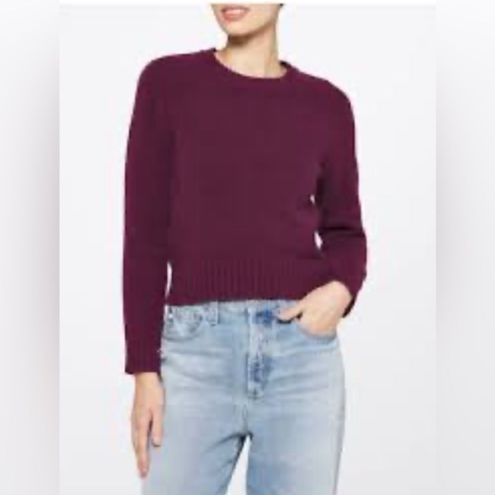Re/Done 60’s shrunken fitted sweater in plum NWT. S